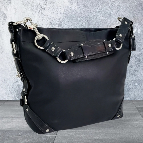 Coach Large Black Leather Carly Shoulder/Hobo Bag 10616 - Picture 10 of 13